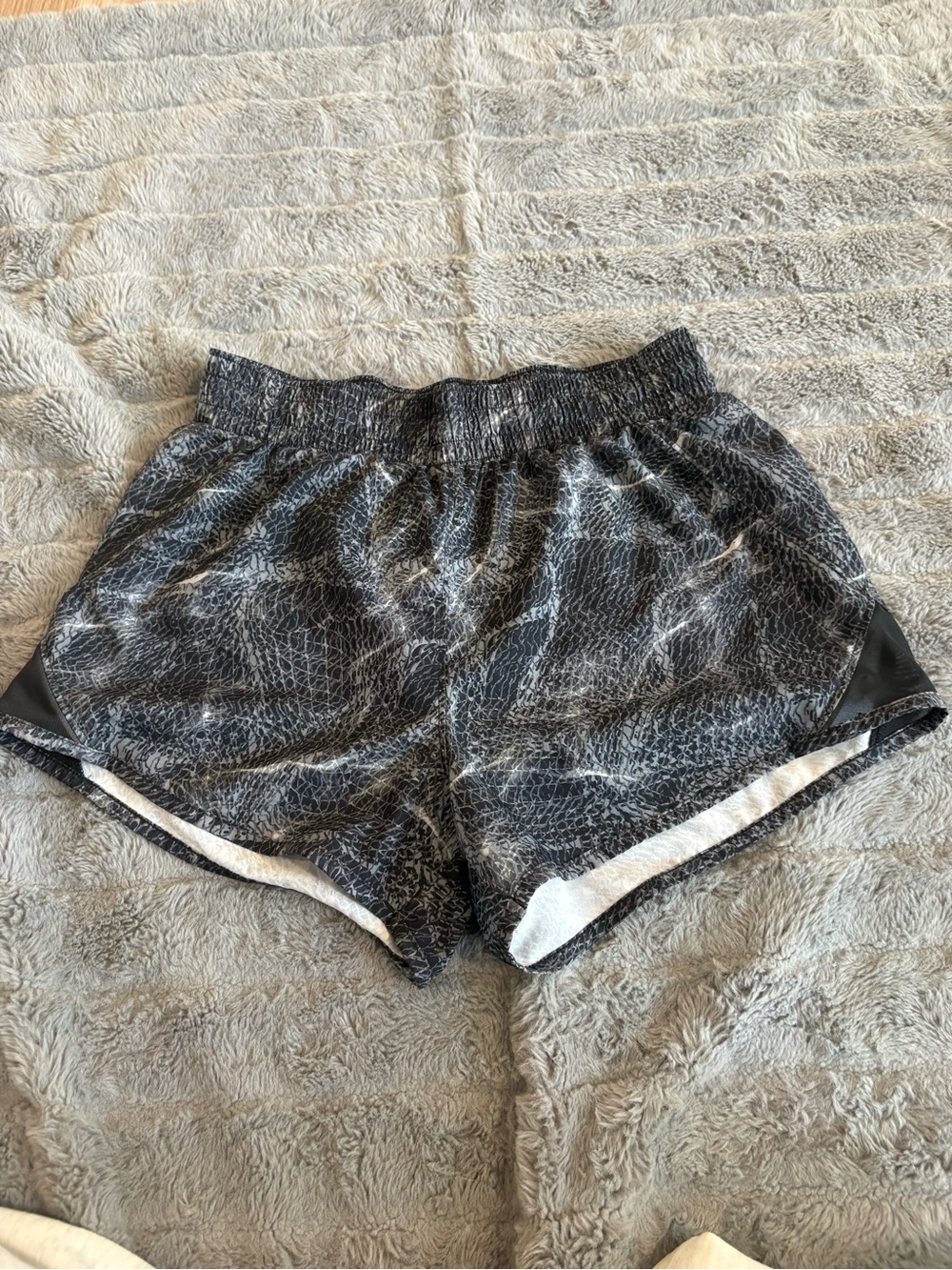 Women’s Black Marble Print Athletic Shorts